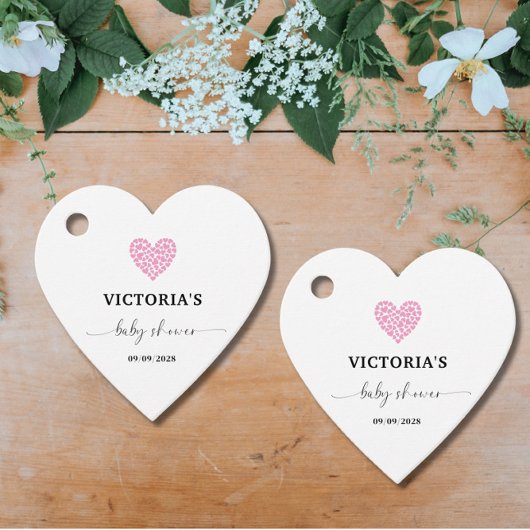 Pink Heart Baby Dusche Party Herz Geschenkanhänger