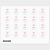 Pink Heart Baby Dusche Party Runder Aufkleber (Blatt)