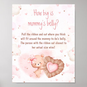 Pink Heart Baby Dusche wie groß ist Mama's Bauch Poster