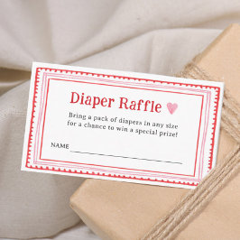 Pink Heart Baby Dusche Windeln Raffle Tickets Begleitkarte