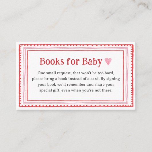 Pink Heart Baby Shooting Books for Baby Begleitkarte (Vorderseite)