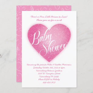 Pink Heart Baby Shower Co-Ed Vintag Einladung