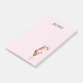 Pink Heart Balloon footsteps Bunny Post-it Klebezettel (angewinkelt)