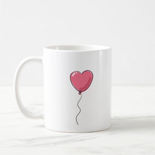 Pink Heart Balloon Illustration Kaffeetasse (Links)