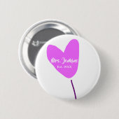 Pink heart balloon Mrs add name est. Add year love Button (Vorne & Hinten)