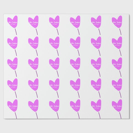 Pink heart balloon Mrs add name est. Add year love Geschenkpapier (Flach)