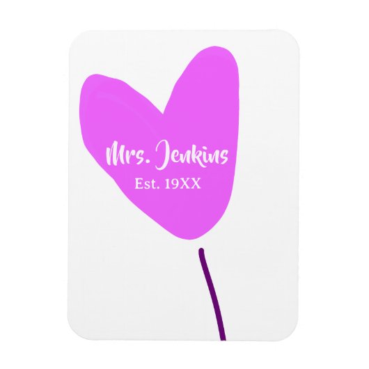 Pink heart balloon Mrs add name est. Add year love Magnet (Vertikal)