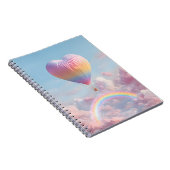 Pink Heart Balloon Rainbow Sky Notebook Notizblock (Rechte Seite)