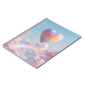 Pink Heart Balloon Rainbow Sky Notebook Notizblock (Linke Seite)