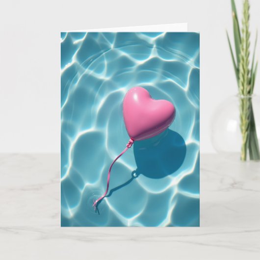 Pink Heart Balloon Summer Card Karte (Vorderseite)