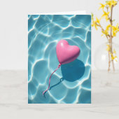 Pink Heart Balloon Summer Card Karte (Gelbe Blume)