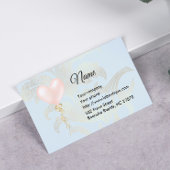 Pink Heart Balloon und Florals Business Card Visitenkarte