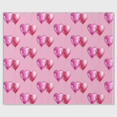Pink Heart Balloons Geburtstag Geschenkpapier (Flach)