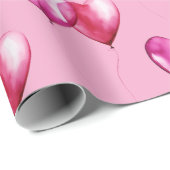 Pink Heart Balloons Geburtstag Geschenkpapier (Rolleneckpunkt)