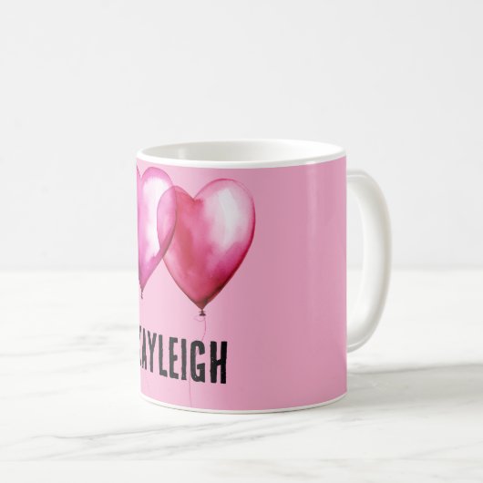 Pink Heart Balloons Kaffeetasse (VorderseiteRechts)