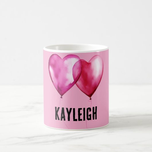 Pink Heart Balloons Kaffeetasse (Mittel)