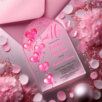 Pink Heart Balloons Sweet 16 Birthday Party