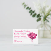 Pink Heart Balloons Visitenkarte (Stehend Vorderseite)