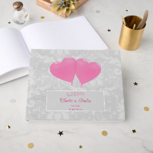 Pink Heart Balloons Wedding Guest Book Gästebuch