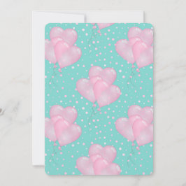 Pink Heart Baloon Einladung