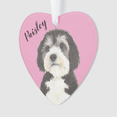 Pink Heart Bernedoodle Sheepadoodle Ornament (Vorderseite)