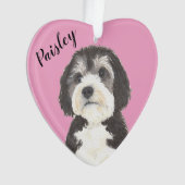 Pink Heart Bernedoodle Sheepadoodle Ornament (Vorderseite)