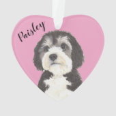 Pink Heart Bernedoodle Sheepadoodle Ornament (Rückseite)
