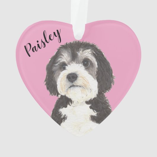 Pink Heart Bernedoodle Sheepadoodle Ornament (Rückseite)