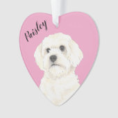 Pink Heart Bichon Bolognese Coton Havanese Maltese Ornament (Vorderseite)
