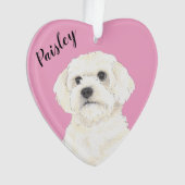 Pink Heart Bichon Bolognese Coton Havanese Maltese Ornament (Vorderseite)