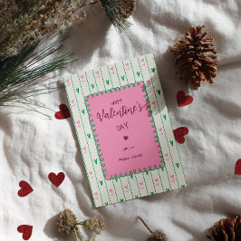 Pink Heart Blooms & Green Heart - Modern Valentine Feiertagskarte