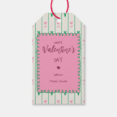 Pink Heart Blooms & Green Heart - Modern Valentine Geschenkanhänger (Vorderseite)