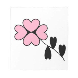 PINK HEART BLUME NOTIZBLOCK
