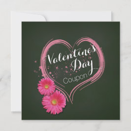 Pink Heart Blume Valentinstag Coupon-Karte Feiertagskarte