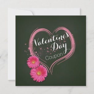 Pink Heart Blume Valentinstag Coupon-Karte Feiertagskarte