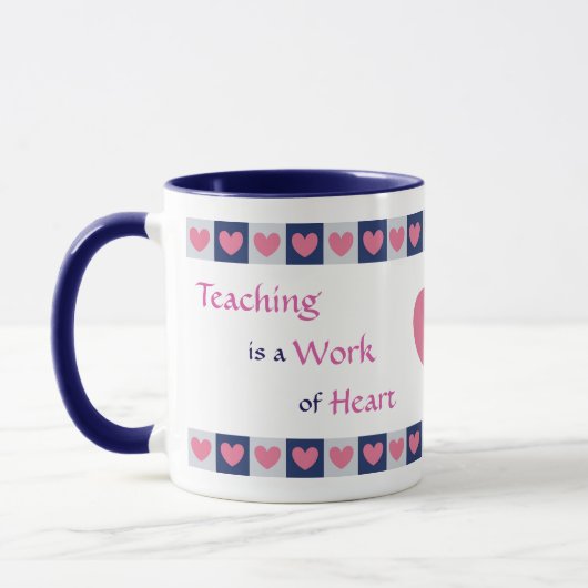 Pink Heart Border Teacher Tasse (Links)