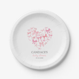 Pink Heart Bow Custom Baby Shower Feier Pappteller