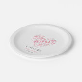 Pink Heart Bow Custom Baby Shower Feier Pappteller (Schrägansicht)