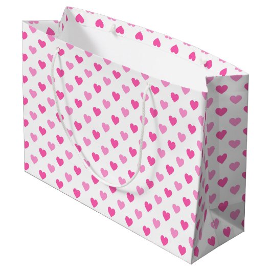 Pink Heart Breast Cancer Awareness Pattern Große Geschenktüte (Rückseite Schrägansicht)