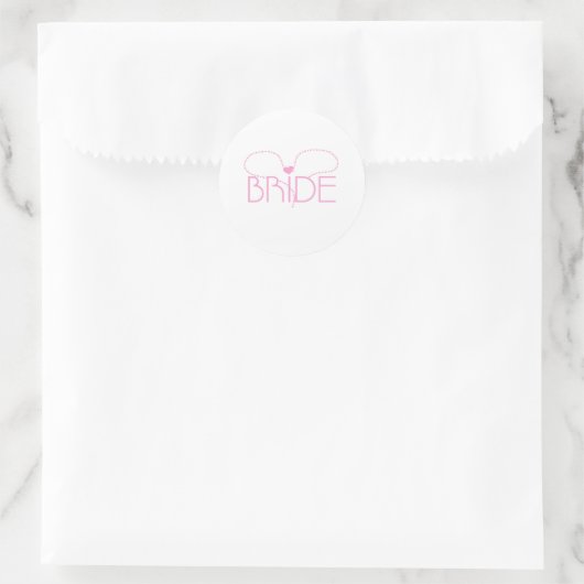Pink Heart Bride Runder Aufkleber (Tasche)