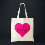 Pink Heart Bridesmaid Tragetasche<br><div class="desc">Dieser personalisierte Name Monogramm niedliche Vintage Tasche ist die beste Geschenkidee für Braut und Brautmädchen bei Hochzeiten.</div>