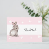 Pink Heart Bunny Danke Karte (Stehend Vorderseite)