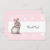 Pink Heart Bunny Danke Karte (Vorne/Hinten)