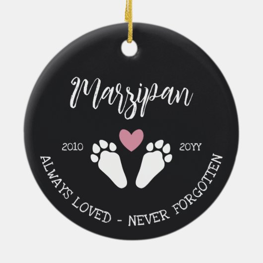 Pink Heart Bunny Paws Nie vergessen Gedächtnis Keramik Ornament (Hinten)