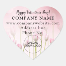 Pink Heart Business Valentine Grußaufkleber