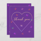 Pink Heart Butterfly Girl Dusche Dankeskarte (Vorne/Hinten)