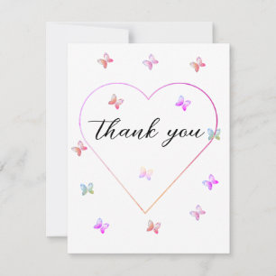 Pink Heart Butterfly Girl Dusche Dankeskarte
