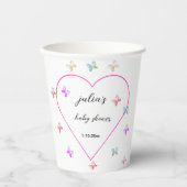 Pink Heart Butterfly Girl Dusche Pappbecher (Vorderseite)