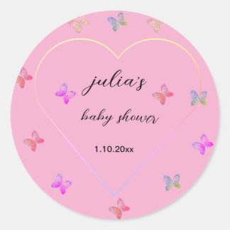 Pink Heart Butterfly Girl Dusche Runder Aufkleber