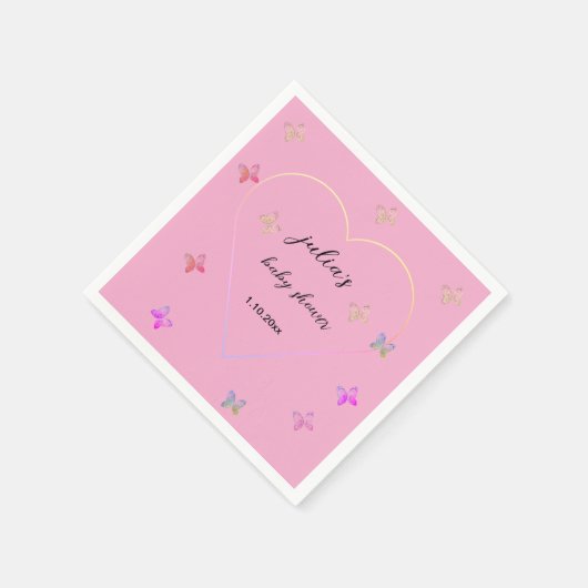 Pink Heart Butterfly Girl Dusche Serviette (Ecke)